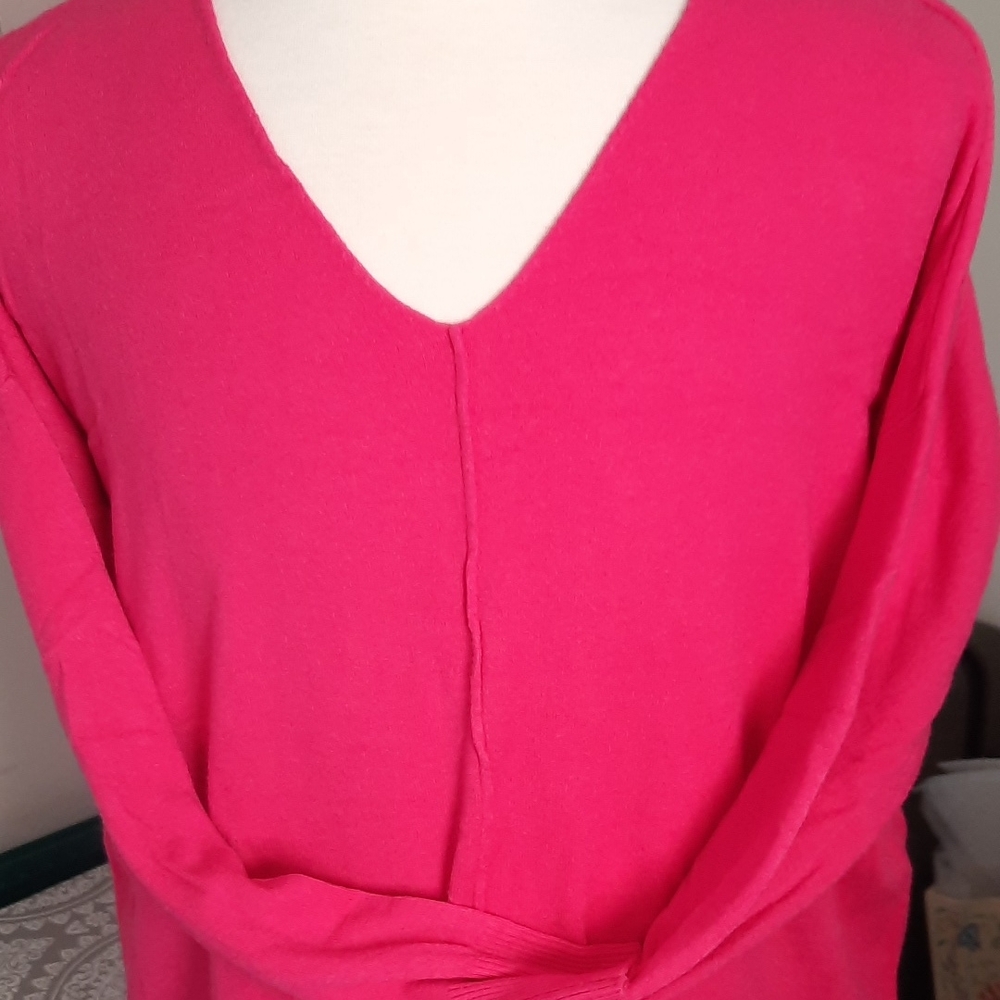 Bright Pink V-Neck Sweater
